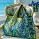 Vincent van Gogh Irises Foldable Shopper Bag featuring vibrant blue iris flower artwork from 1889. Vincent van Gogh Irises Foldable Shopper Bag featuring vibrant blue iris flower artwork from 1889.