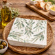Provence Olive Branches paper napkins with watercolour olive branch design on white background, French country style paper napkins 33x33cm
