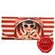 Nina red and white striped soft velour glasses case made in France