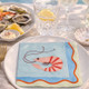 coastal prawn paper napkins 33x33cm blue striped seafood serviettes
