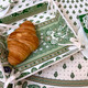 Marat Bastide Green French fabric bread basket with green Provençal floral and paisley patterns, reversible design, made in France