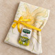 Yellow floral cotton viscose shawl with French lemon verbena soap and yellow satin ribbon