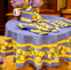 Lemon Blue French Tablecloth Round 180cm COATED Made in France Lemon Blue French Tablecloth Round 180cm COATED Made in France
