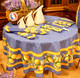 Lemon Blue French Tablecloth Round 180cm COATED Made in France Lemon Blue French Tablecloth Round 180cm COATED Made in France