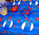Poppy Blue French Tablecloth 155x300cm 10Seats Made in France