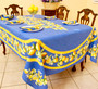 Lemon Blue French Tablecloth 155x250cm 8Seats Made in France