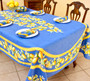 Lemon Blue French Tablecloth 155x250cm 8Seats Made in France