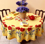 Poppy Yellow French Tablecloth Round 180cm COATED Made in France