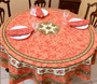 180cm Round French Tablecloth Cotton Flowers rust