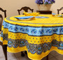 180cm Round French Tablecloth Cotton Marat Yellow