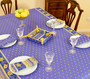 Marat Avignon Bastide Blue French Tablecloth 155x200cm 6Seats COATED Made in France