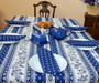 Marat Avignon Blue French Tablecloth 155x250cm 8Seats COATED Made in France