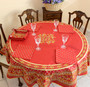 Marat Avignon Red French Tablecloth Round 180cm COATED Made in France