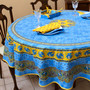 Marat Avignon Tradition Blue French Tablecloth Round 180cm COATED Made in France