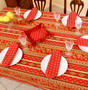 Marat Avignon Red French Tablecloth  155x300cm 10Seats COATED Made in France