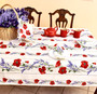 Poppy Ecru French Tablecloth 155x200cm 6Seats COATED Made in France