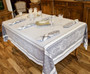  Vaucluse Perle Jacquard FrenchTablecloth 160x200cm  6seats Made in France