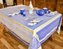 Olivia Blue Jacquard French Tablecloth 160x300cm 10seats Made in France