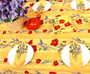 Poppy Yellow/Linear  French Tablecloth 155x250cm 8seats Made in France