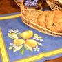 Lemon Blue 155x350cm 12seats COATED French Tablecloth Made in France