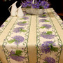 Lavender Ecru155x350cm 12seats COATED French Tablecloth Made in France