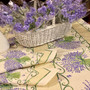 Lavender Ecru155x350cm 12seats COATED French Tablecloth Made in France