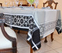 Marius Black160x350cm 12Seats Jacquard French Tablecloth Made in France