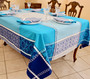 Marius Blue 160x350cm 12Seats Jacquard French Tablecloth Made in France