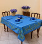 Nyons Blue French Tablecloth 155x200cm 6 Seats COATED Made in France