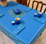 Nyons Blue 155x350cm 12Seats French Tablecloth Made in France 