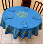 180cm Round French Tablecloth olives blue