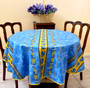 150cm Round French Tablecloth COATED Marat Avignon Tradition Blue Made in France