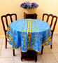 150cm Round French Tablecloth COATED Marat Avignon Tradition Blue Made in France