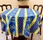 150cm Round French Tablecloth COATED Cicada Blue stain resistant