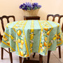 150cm Round French Tablecloth COATED Lemon Green Stain resistant