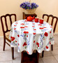 150cm Round French Tablecloth COATED Stain free red poppies