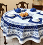 Marat Avignon Blue XXL French Tablecloth Round 230cm Made in France