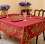 Nyons Red French Tablecloth 155x300cm 10Seats COATED Made in France