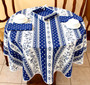 150cm Round French Tablecloth Cotton Avignon Blue white