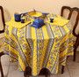 150cm Round French Tablecloth COATED Stain resistant yellow blue flowers