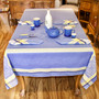 Olivia Blue Jacquard French Tablecloth 160x250cm 8seats Made in France