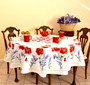 Poppy Ecru XXL French Tablecloth Round 230cm COATED Made in France