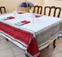 Olivia Red Jacquard French Tablecloth 160x200cm  6seats Made in France