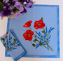 Poppy Light Blue Quilted Placemat COATED Made in France