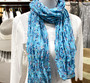 Wrinkle Scarf Flowers Turquoise