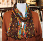 Wrinkle Scarf Flowers Brown