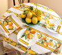 150cm Round French Tablecloth COATED Lemon White Made in France