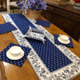 Avignon Blue 50x160cm Quilted Reversable Runner Made in France