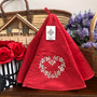 Heart Red French Round Hand Towel