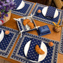 Marat Avignon Blue Quilted Bordered Placemat Made in France